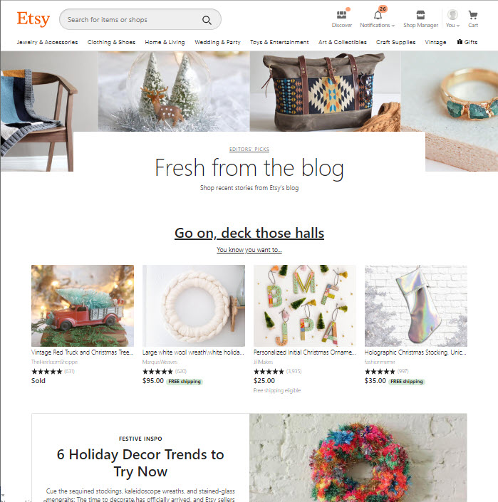 Etsy email marketing landing page