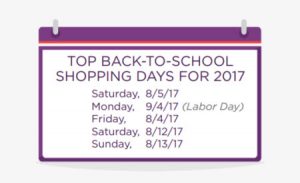 Top Back-to-School Shopping Days 2017