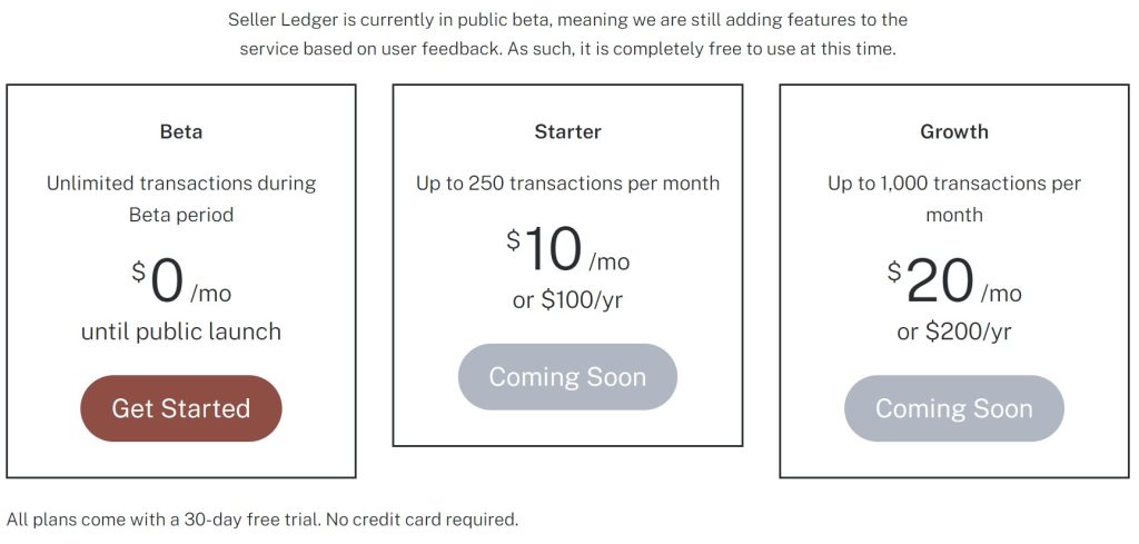 Seller Ledger Pricing